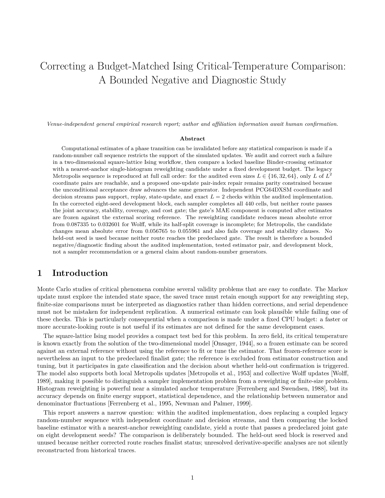 First page of the Ising research report