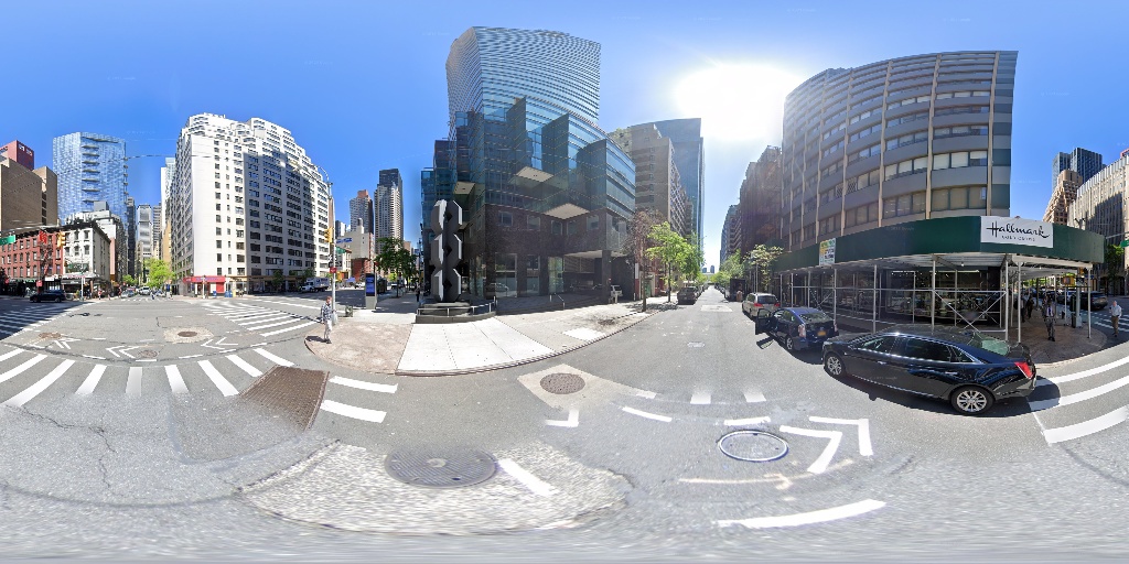 Panoramic street-view image used for VQA analysis in the paper